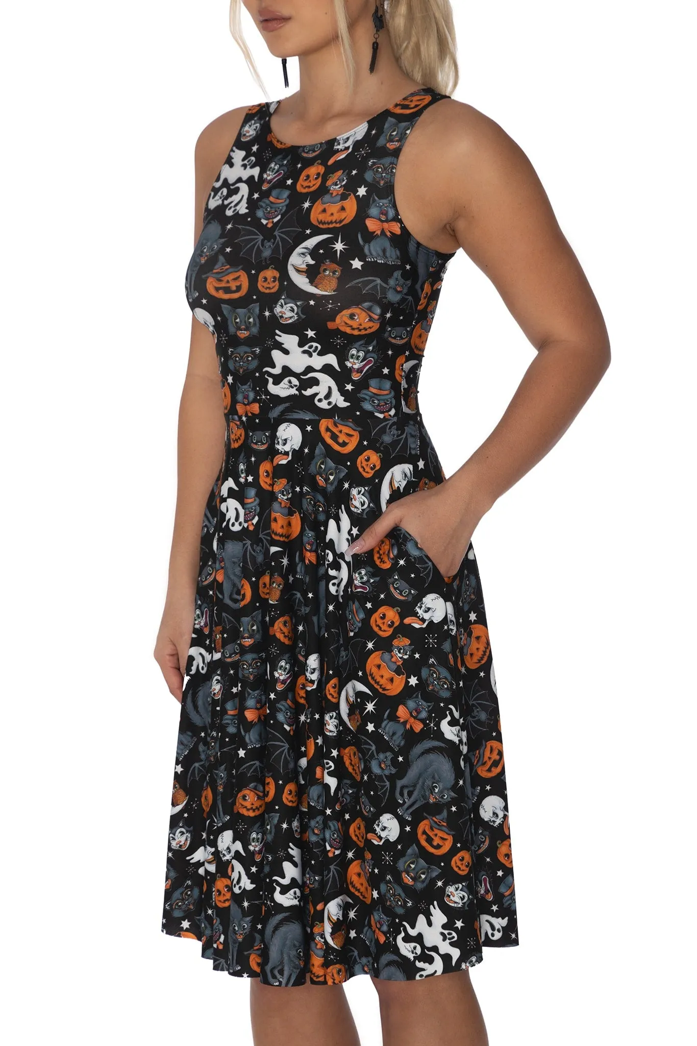 Trick Or Treat Black Princess Midi Dress