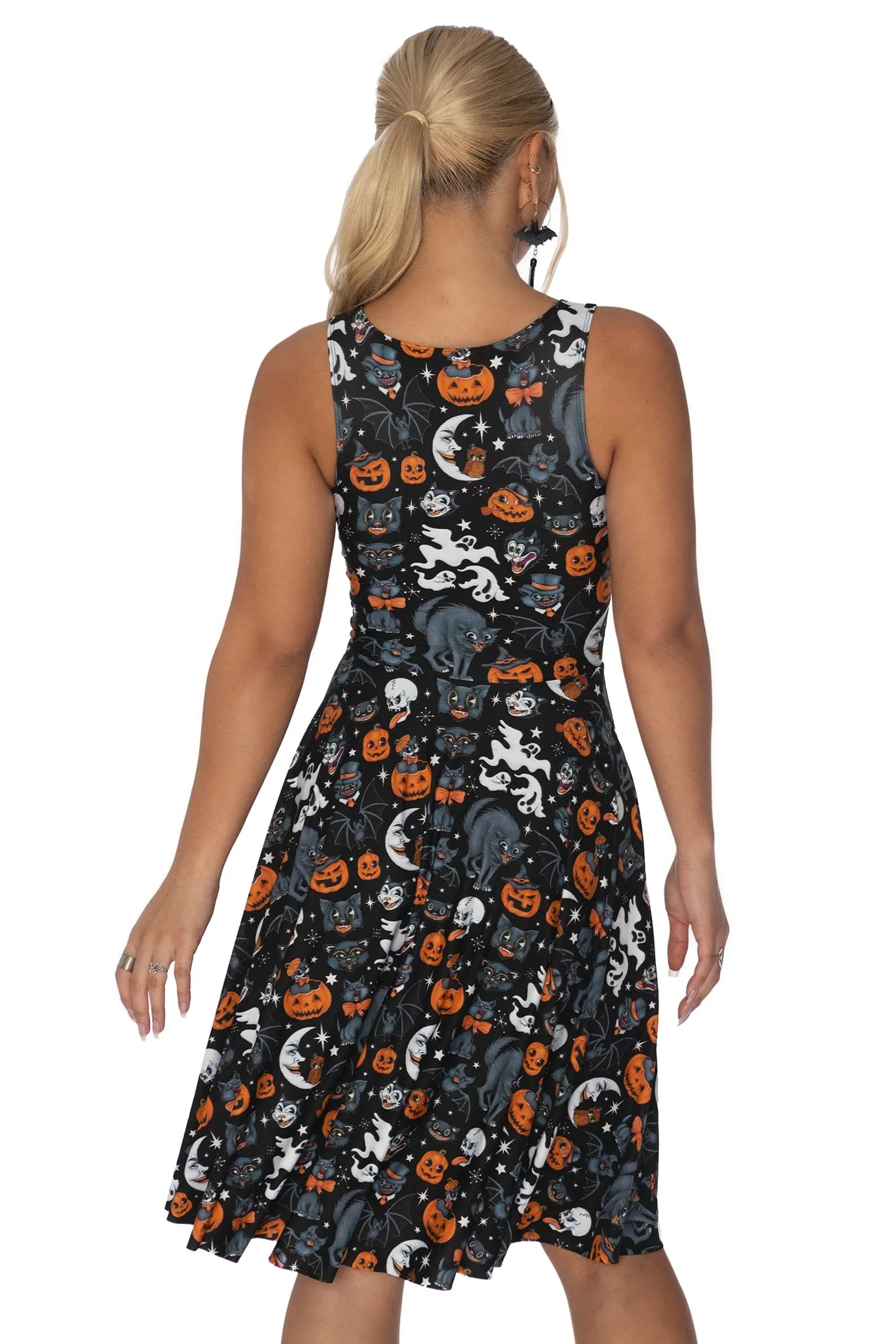 Trick Or Treat Black Princess Midi Dress