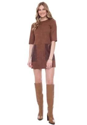 TYLER MADISON FATIMA FAUX SUEDE DRESS