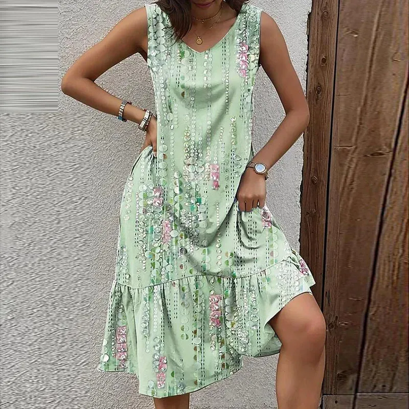 V Neck Hem Long Sexy Floral Party Summer Bohemian Dress