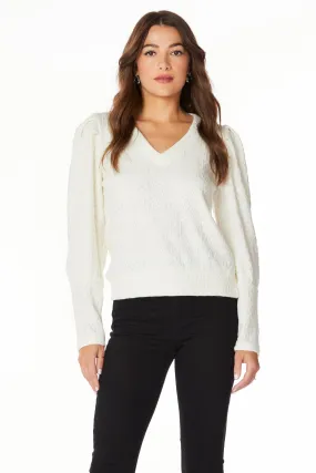 V-NECK TOP WITH SHIRRED SLEEVES