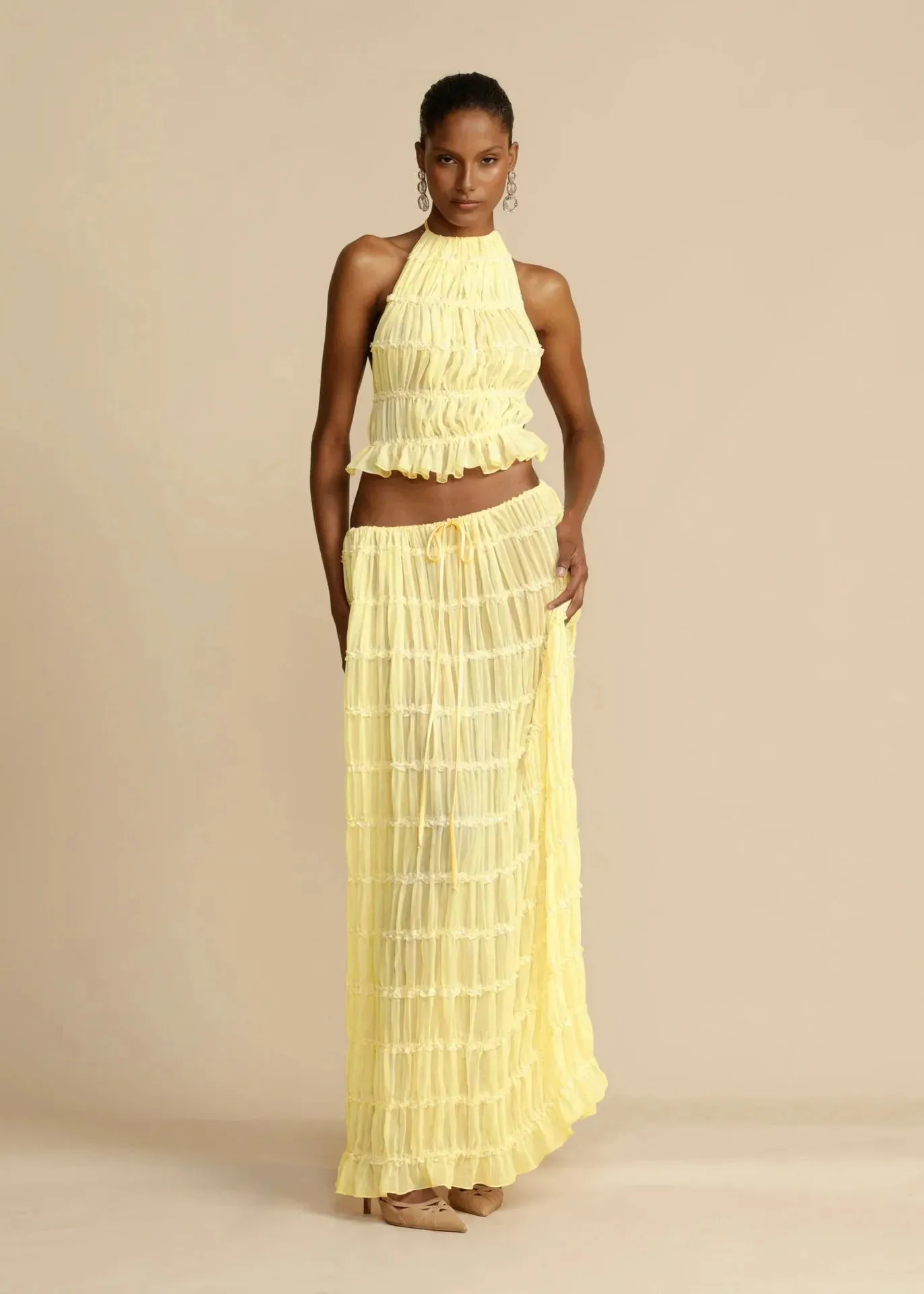 Valery | Pleated Drawstring Skirt Set