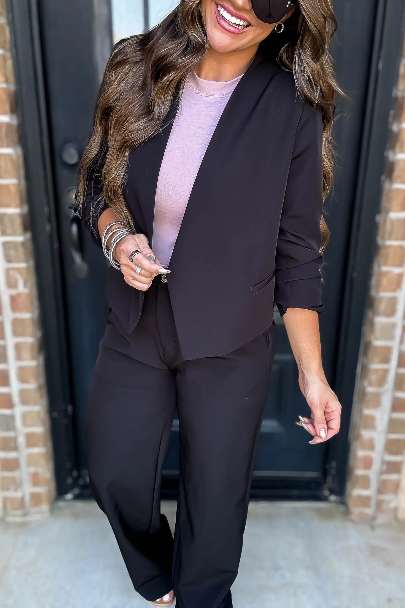 Vertigo Black Long Sleeve Open Blazer Jacket