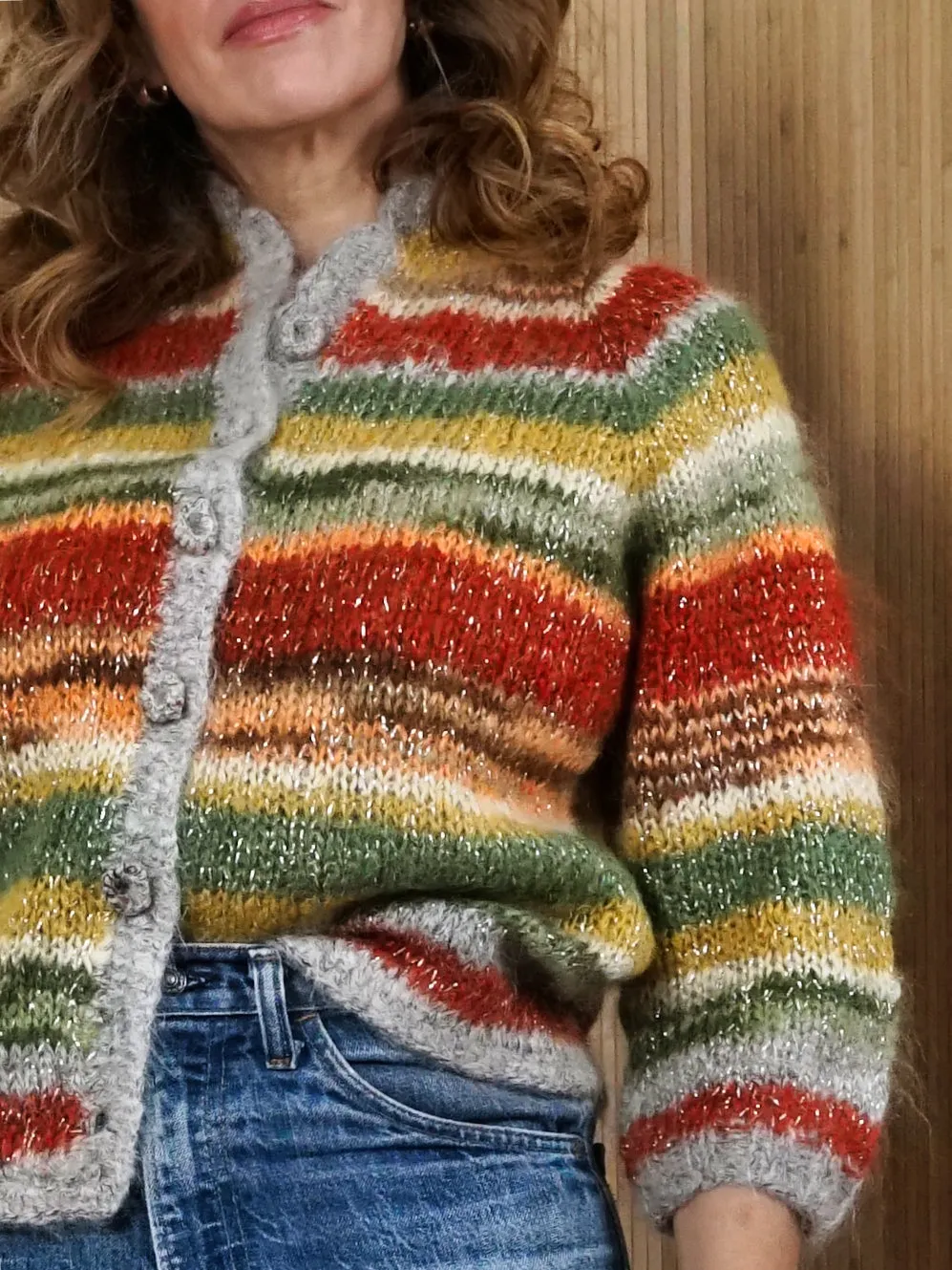 Vintage 60's Mohair Stripe Cardigan Sweater