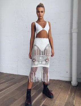 Wanderer Crochet Skirt - White