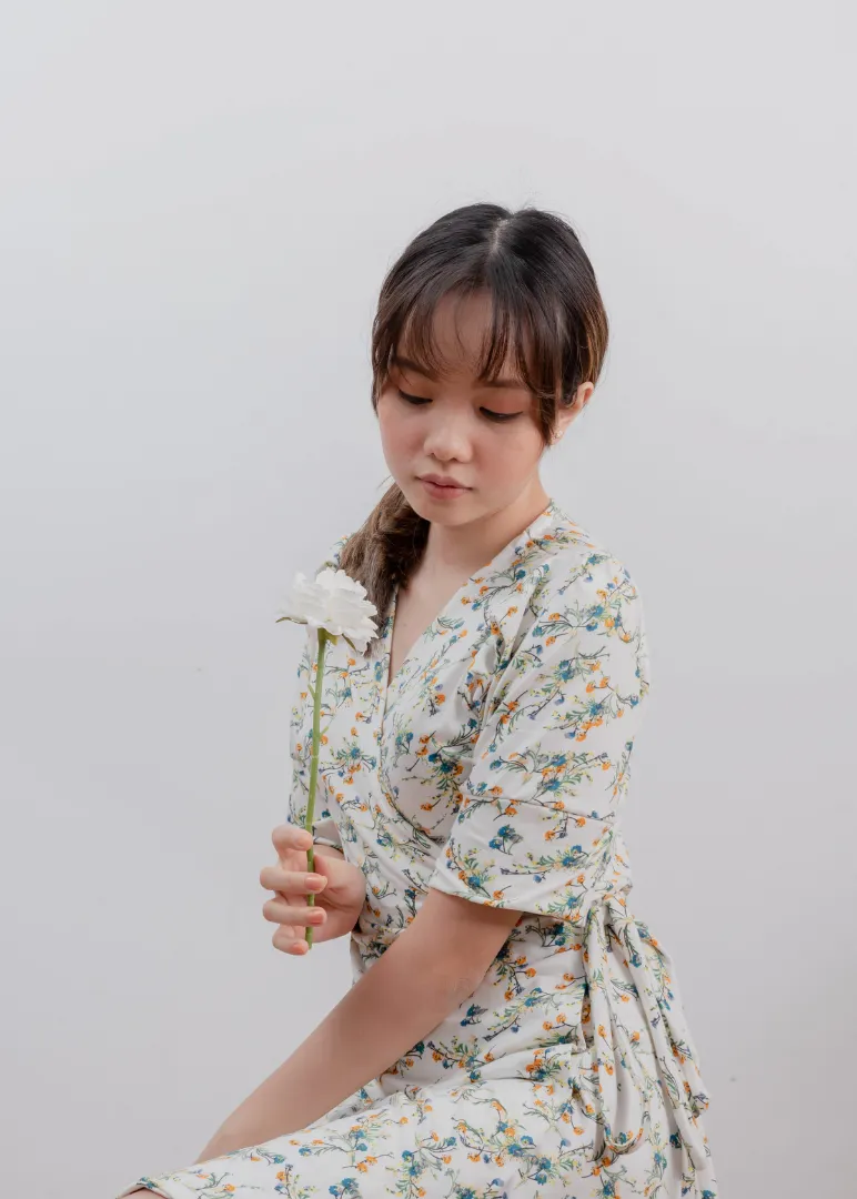 White Floral Sexy Wrap Dress