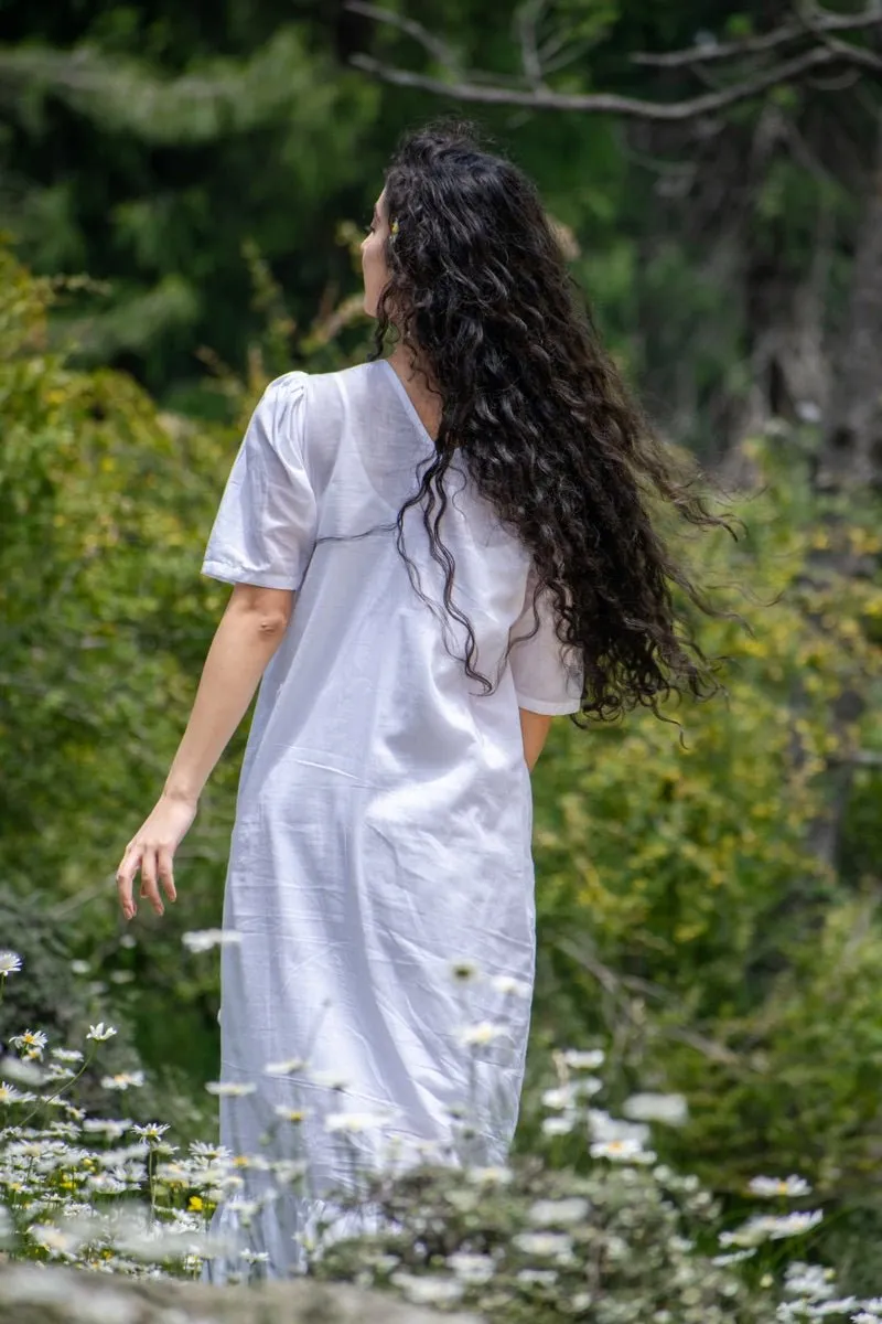 White organic cotton wrap dress