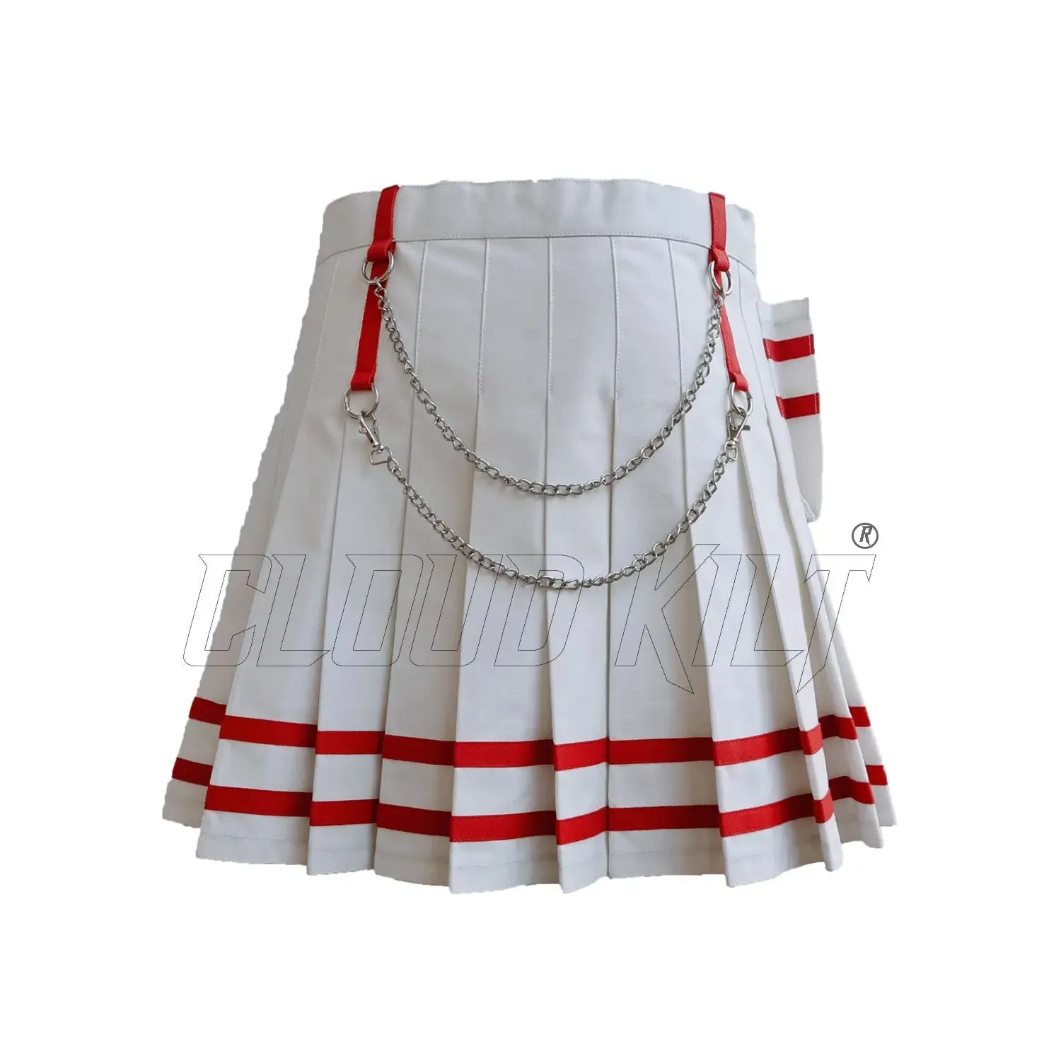 White With Red Women Fashion Kilt