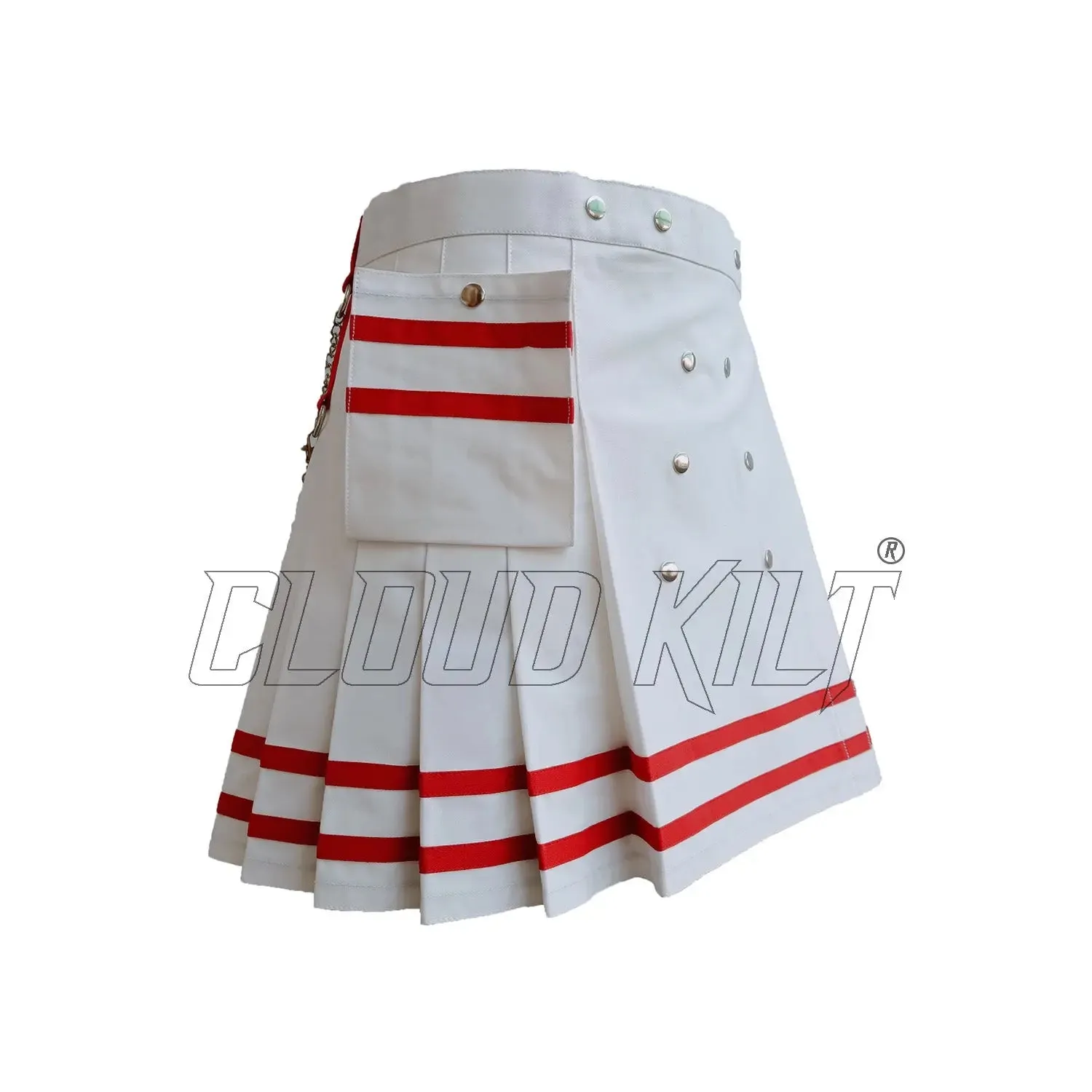 White With Red Women Fashion Kilt