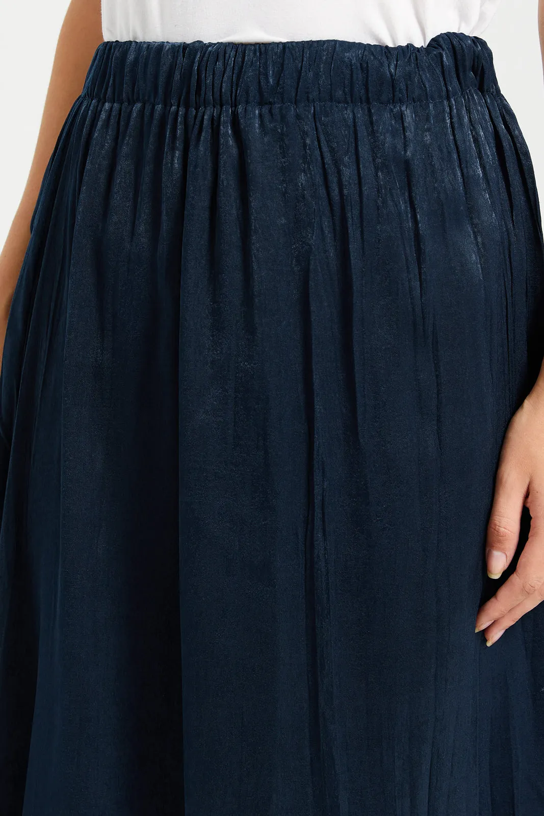 Women Blue Plisse Textured Skirt