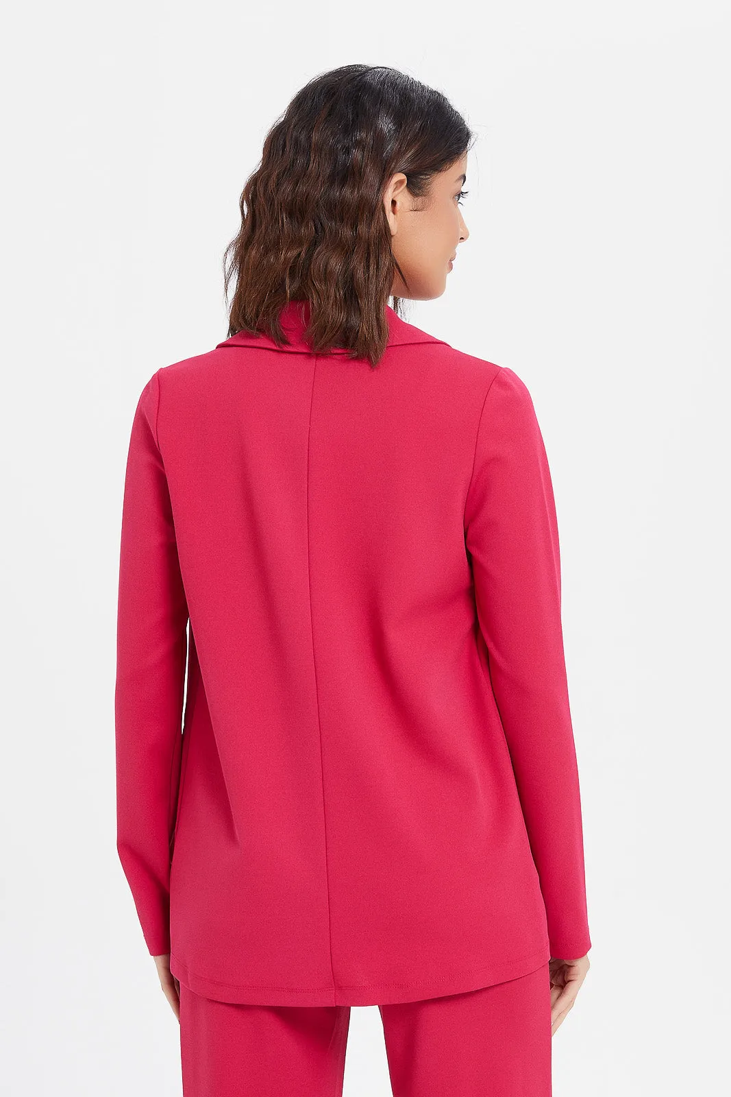 Women Fuchsia Plain Blazer