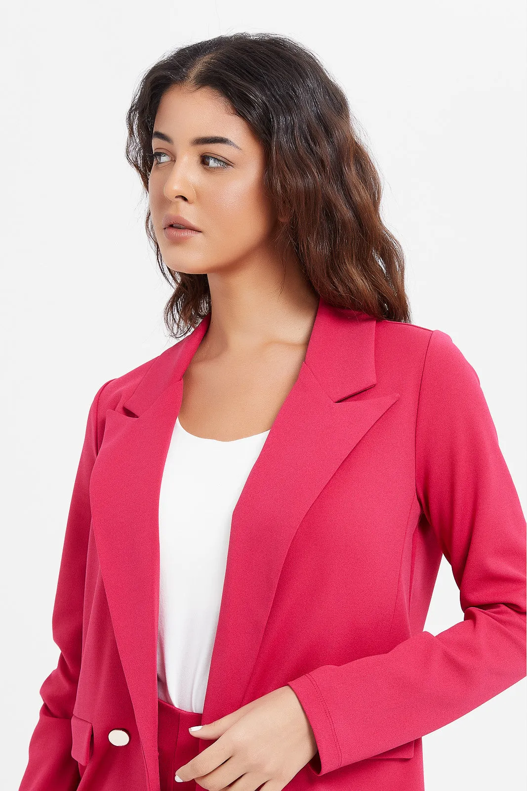 Women Fuchsia Plain Blazer