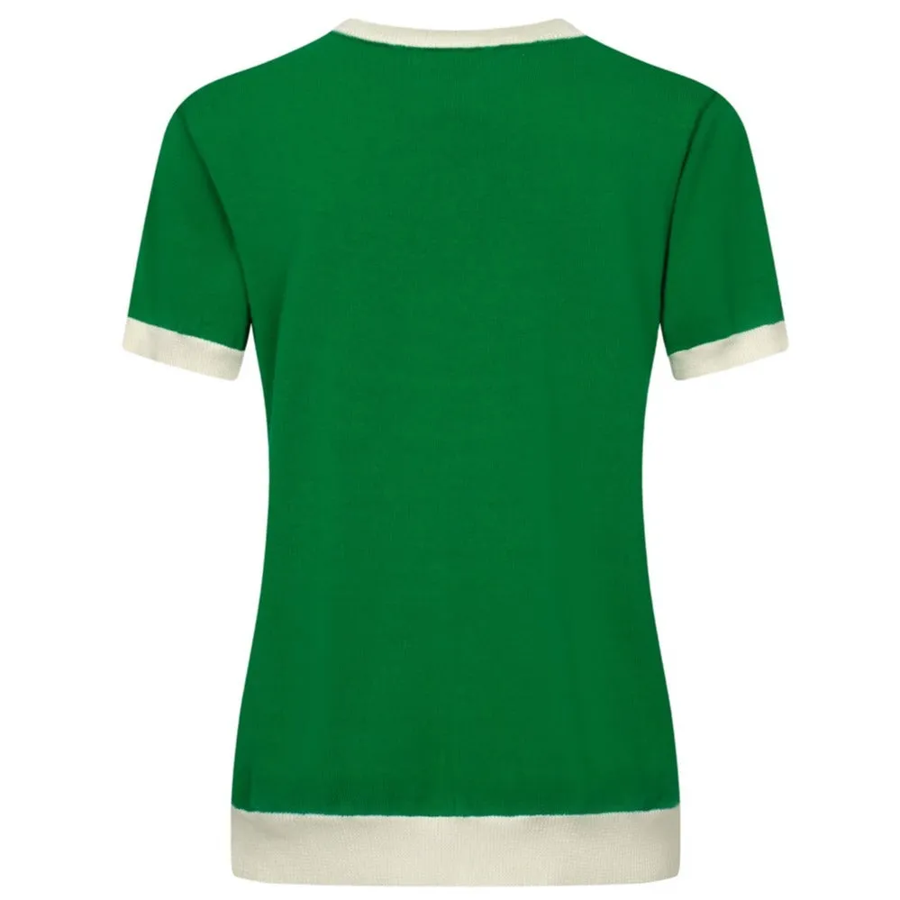 Women Green Knitted short Sleeves Knitwear