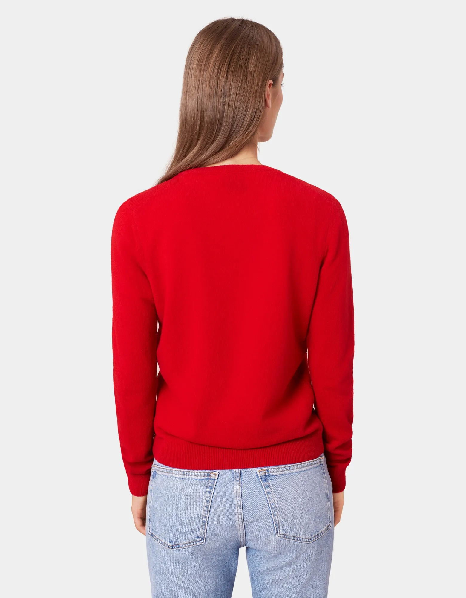 Women Light Merino Wool Crew - Scarlet Red