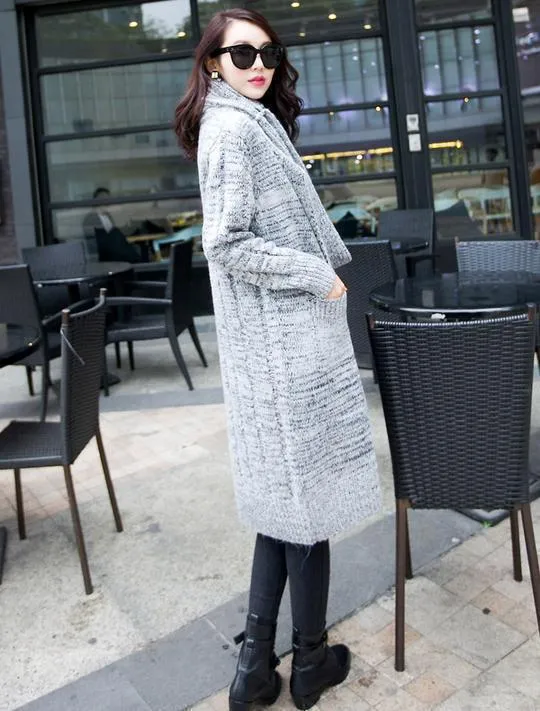 Women Thick Loose Scarf& Long Knitted Cardigans