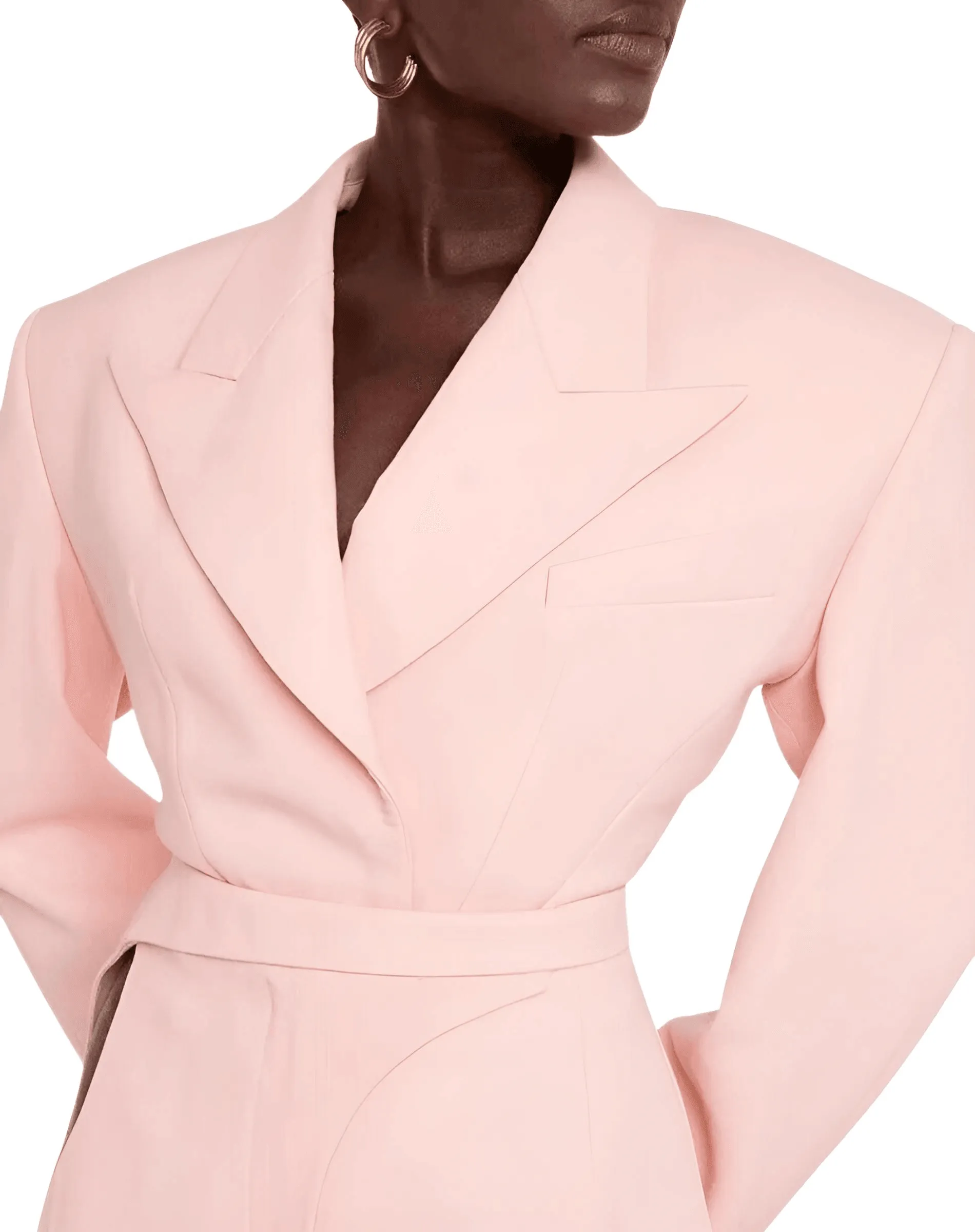 Women's Backless Pink Blazer Bodysuit