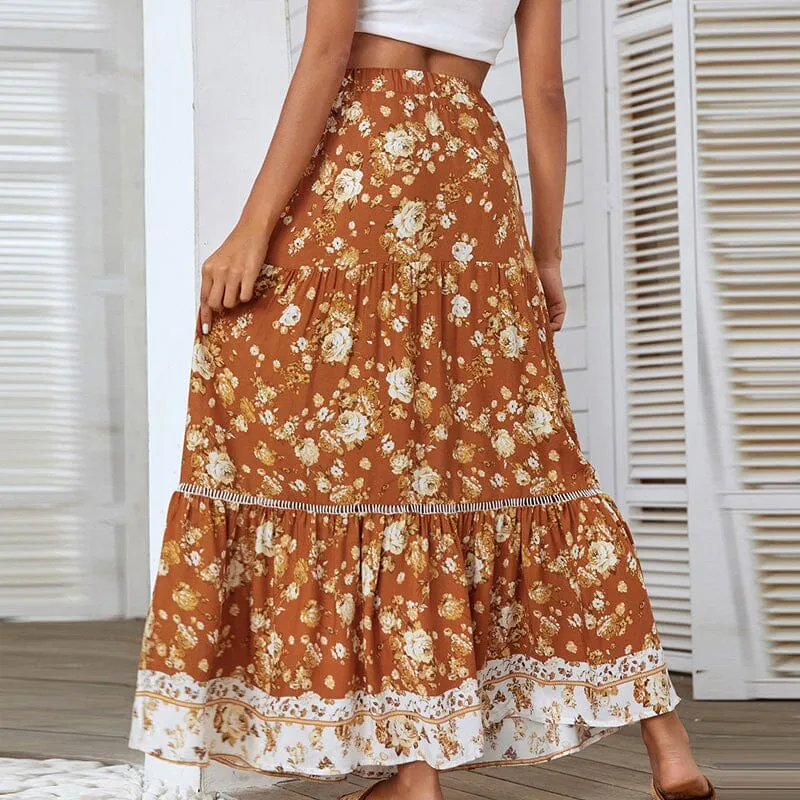 Women's Boho Swing Midi Skirts