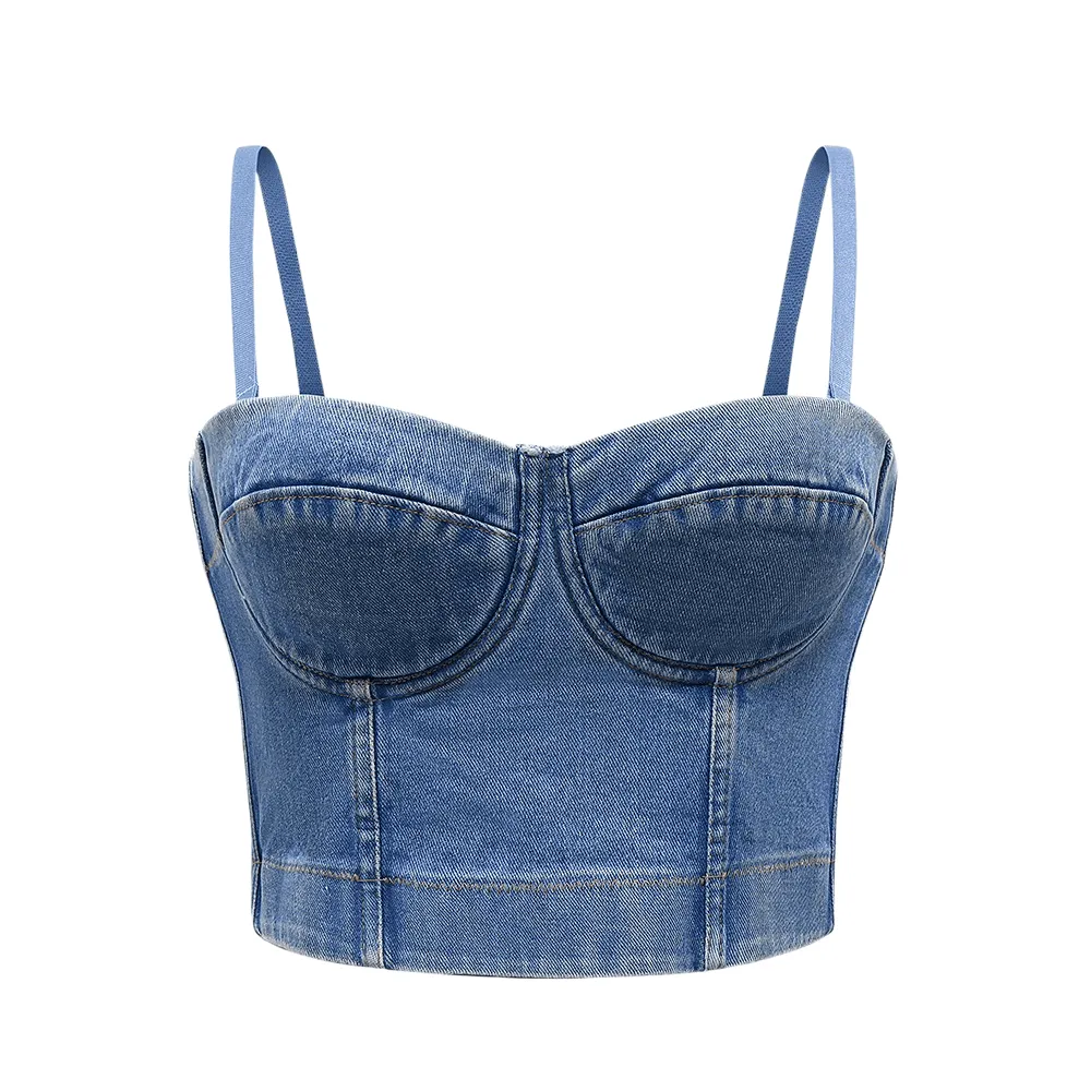 Women's Denim Bustier Crop Tops - 13 Styles!