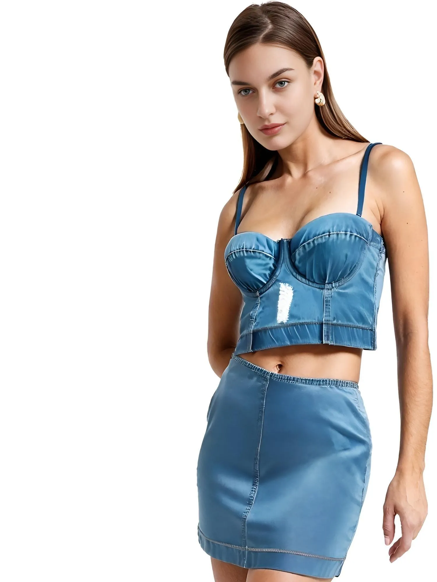 Women's Denim Bustier Crop Tops - 13 Styles!