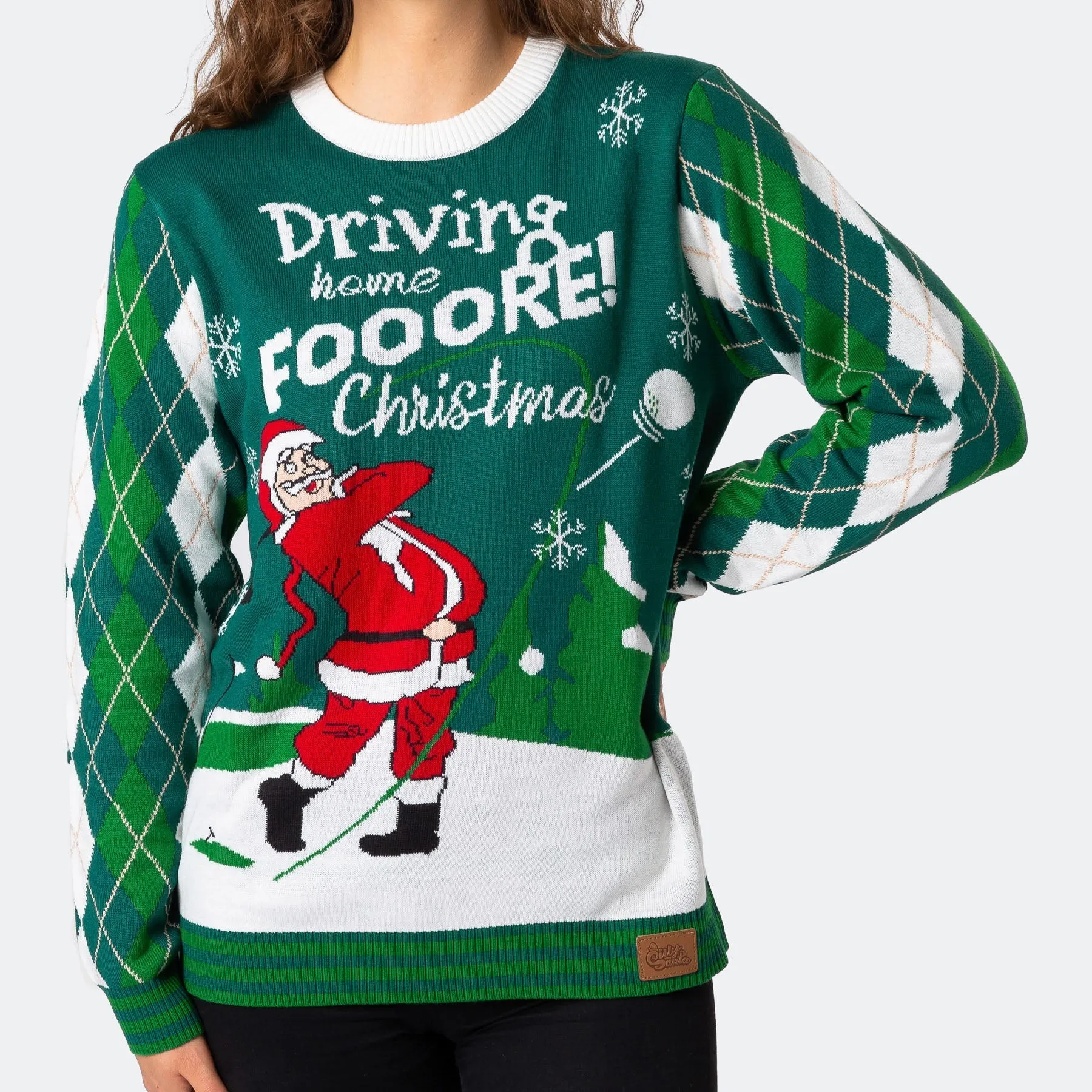 Women's Father Christmas Golfer Christmas Jumper