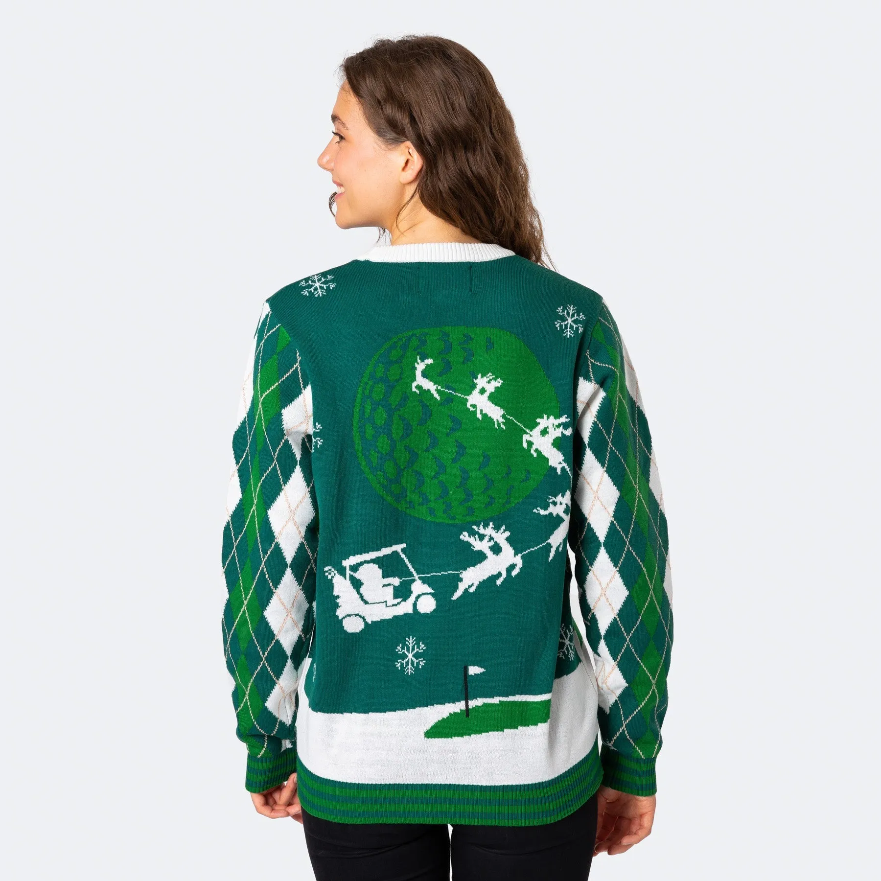 Women's Father Christmas Golfer Christmas Jumper