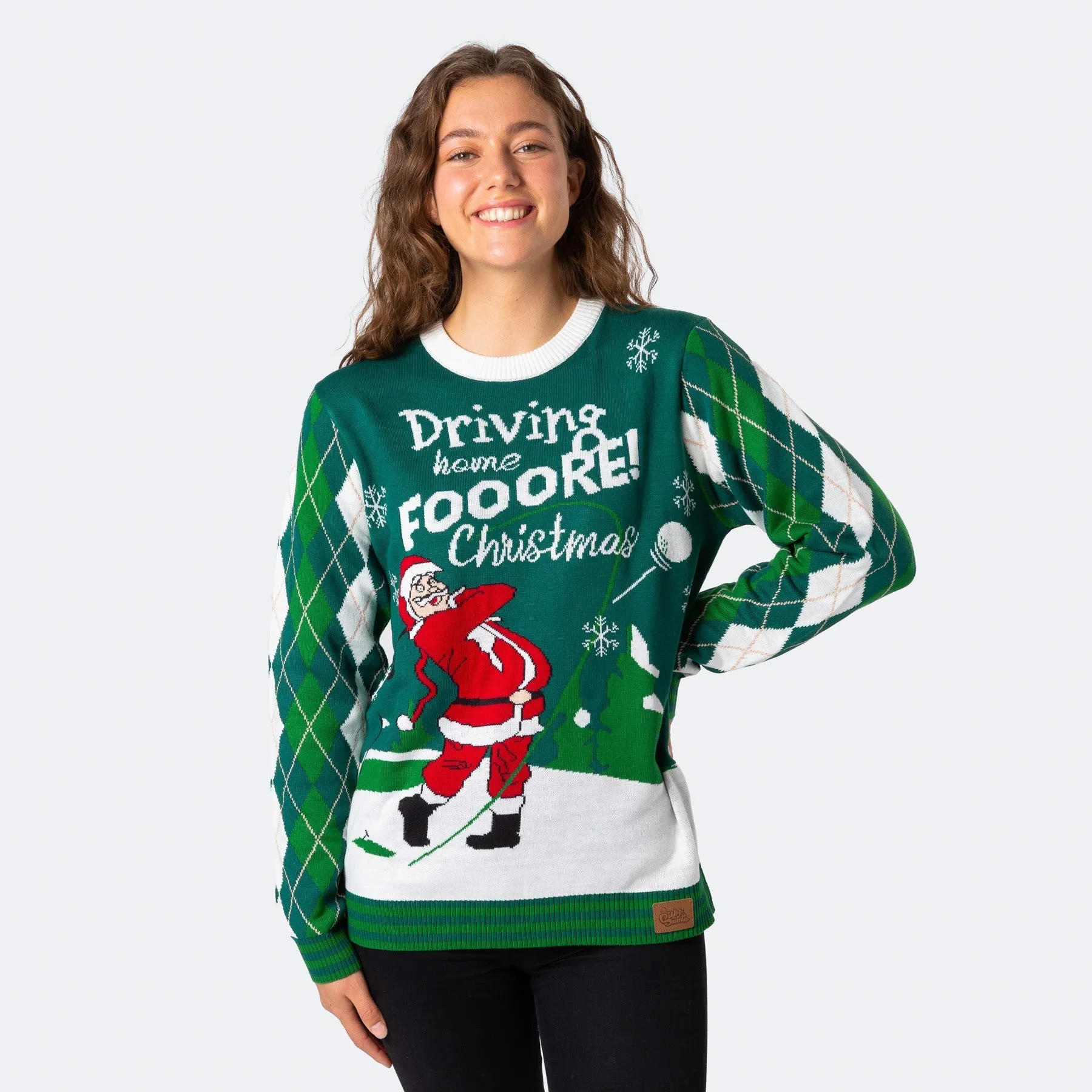 Women's Father Christmas Golfer Christmas Jumper