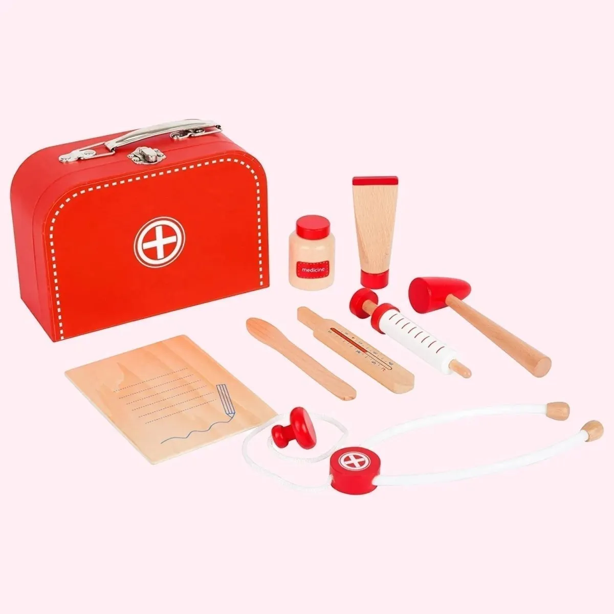 Wooden Child Pretend Doctors Medical Kit