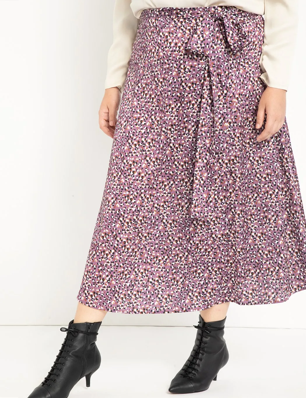 Wrap Skirt with Yoke in Tortoise